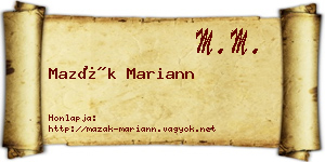 Mazák Mariann névjegykártya
