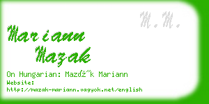 mariann mazak business card